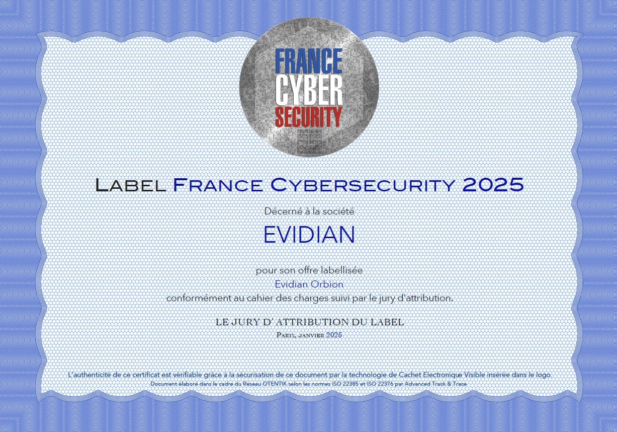 Evidian Orbion Secures Label France Cybersecurity certification for 2025