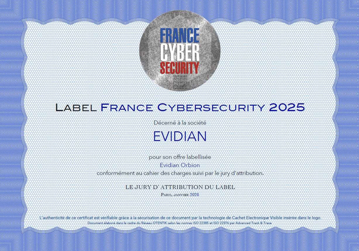 Evidian Orbion Secures Label France Cybersecurity certification for 2025